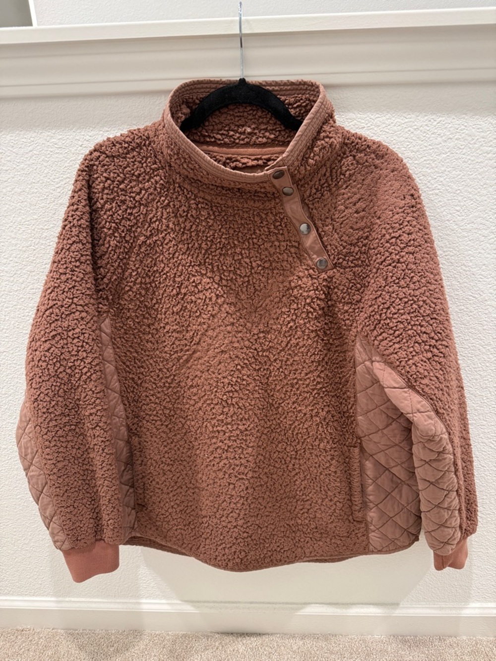 Abercrombie & Fitch Women's Cozy Sherpa Pullover Jacket - Dusty Rose